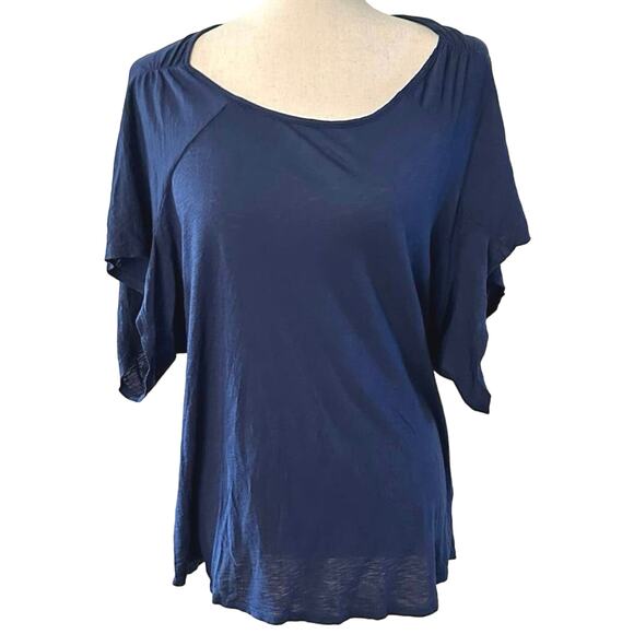Revolve LA Made Womens Small Pullover Top Navy Blue Short Sleeve Boat Neck NWT - Picture 1 of 10